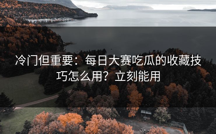 冷门但重要：每日大赛吃瓜的收藏技巧怎么用？立刻能用