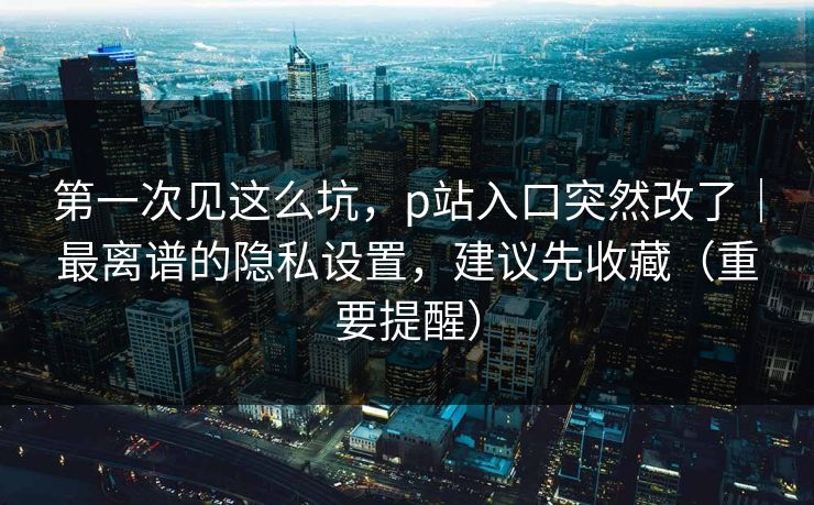 第一次见这么坑，p站入口突然改了｜最离谱的隐私设置，建议先收藏（重要提醒）