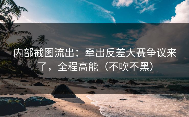 内部截图流出：牵出反差大赛争议来了，全程高能（不吹不黑）