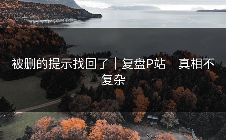 被删的提示找回了｜复盘P站｜真相不复杂