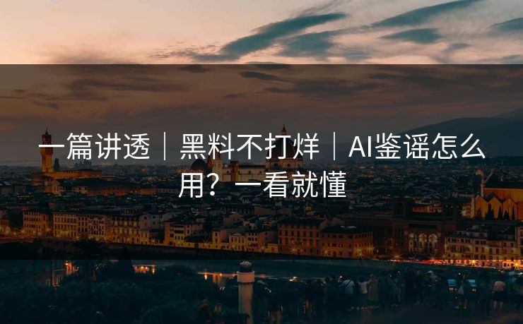 一篇讲透｜黑料不打烊｜AI鉴谣怎么用？一看就懂