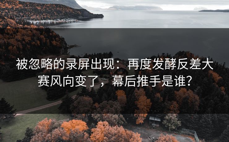 被忽略的录屏出现：再度发酵反差大赛风向变了，幕后推手是谁？