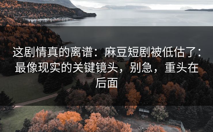 这剧情真的离谱：麻豆短剧被低估了：最像现实的关键镜头，别急，重头在后面