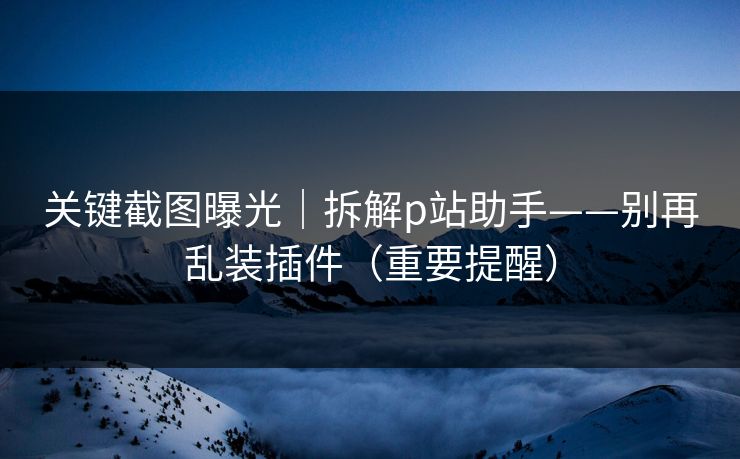 关键截图曝光｜拆解p站助手——别再乱装插件（重要提醒）