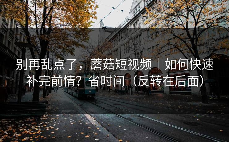 别再乱点了，蘑菇短视频｜如何快速补完前情？省时间（反转在后面）