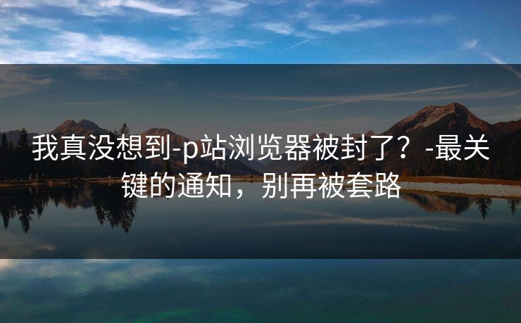我真没想到-p站浏览器被封了？-最关键的通知，别再被套路