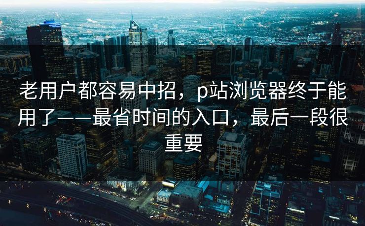 老用户都容易中招，p站浏览器终于能用了——最省时间的入口，最后一段很重要