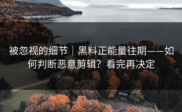 被忽视的细节｜黑料正能量往期——如何判断恶意剪辑？看完再决定