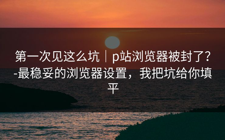 第一次见这么坑｜p站浏览器被封了？-最稳妥的浏览器设置，我把坑给你填平