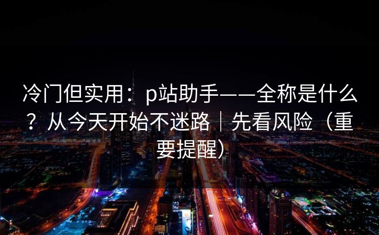 冷门但实用：p站助手——全称是什么？从今天开始不迷路｜先看风险（重要提醒）