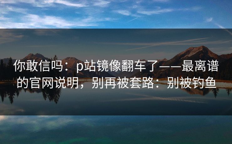 你敢信吗：p站镜像翻车了——最离谱的官网说明，别再被套路：别被钓鱼